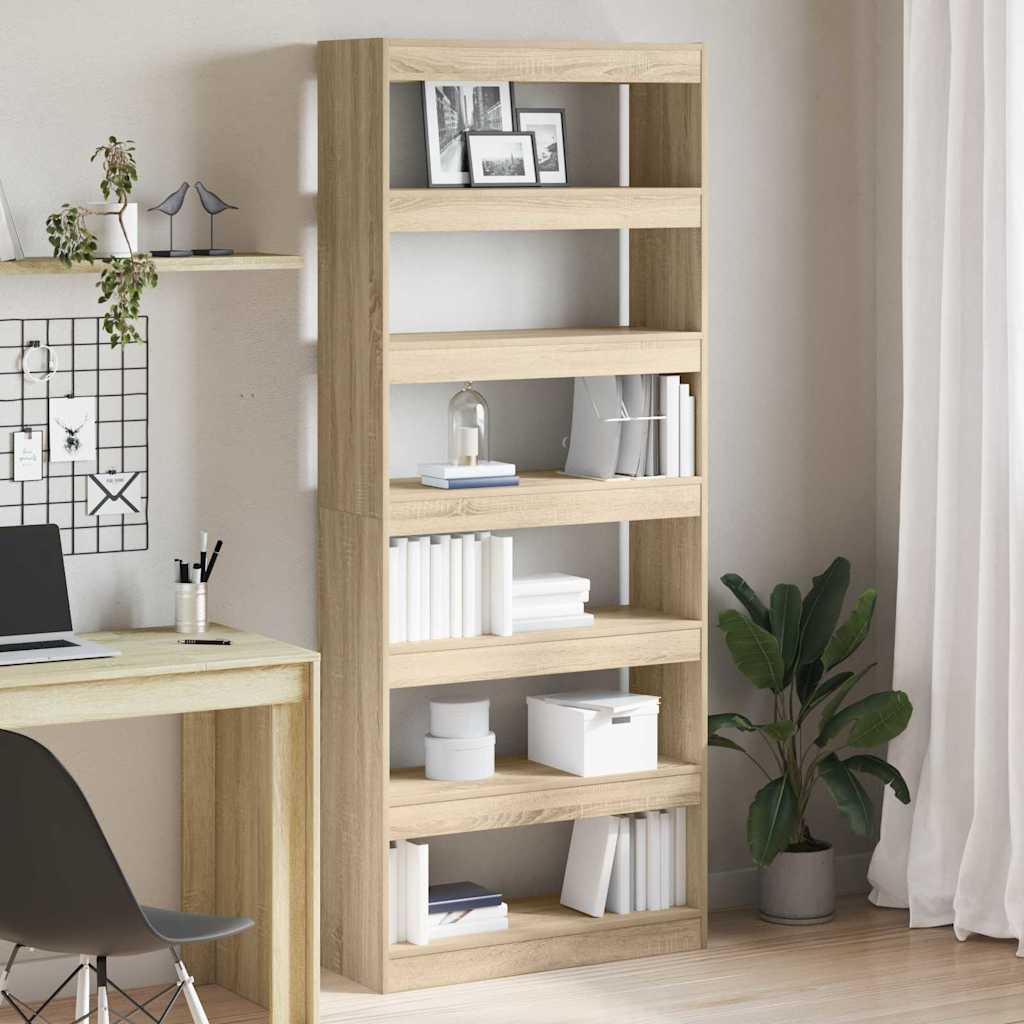 Bookcase Sonoma Oak 80 x 30 x 198 cm Engineered wood
