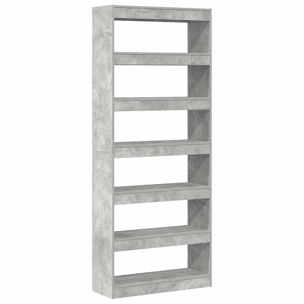 Grāmatu plaukts Betona pelēks 80 x 30 x 198 cm Apstrādāta koksne