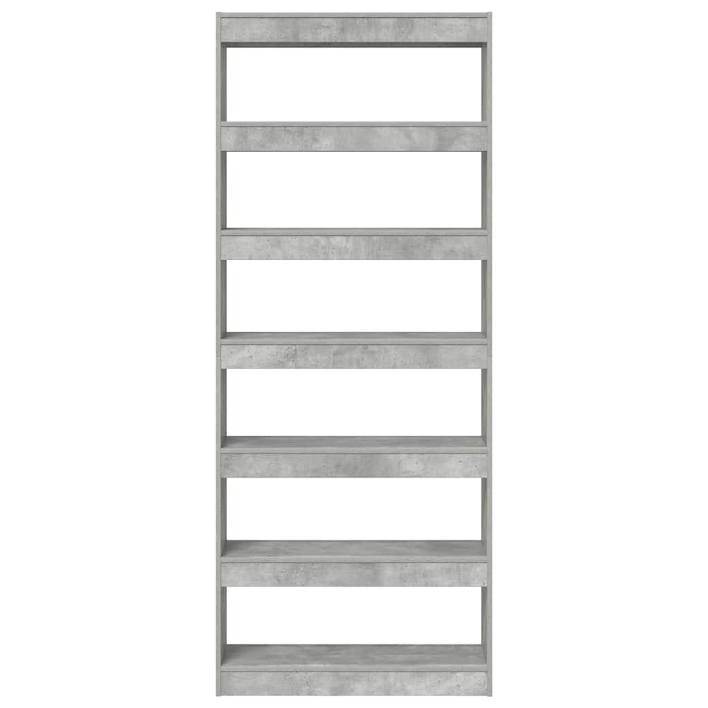 Grāmatu plaukts Betona pelēks 80 x 30 x 198 cm Apstrādāta koksne