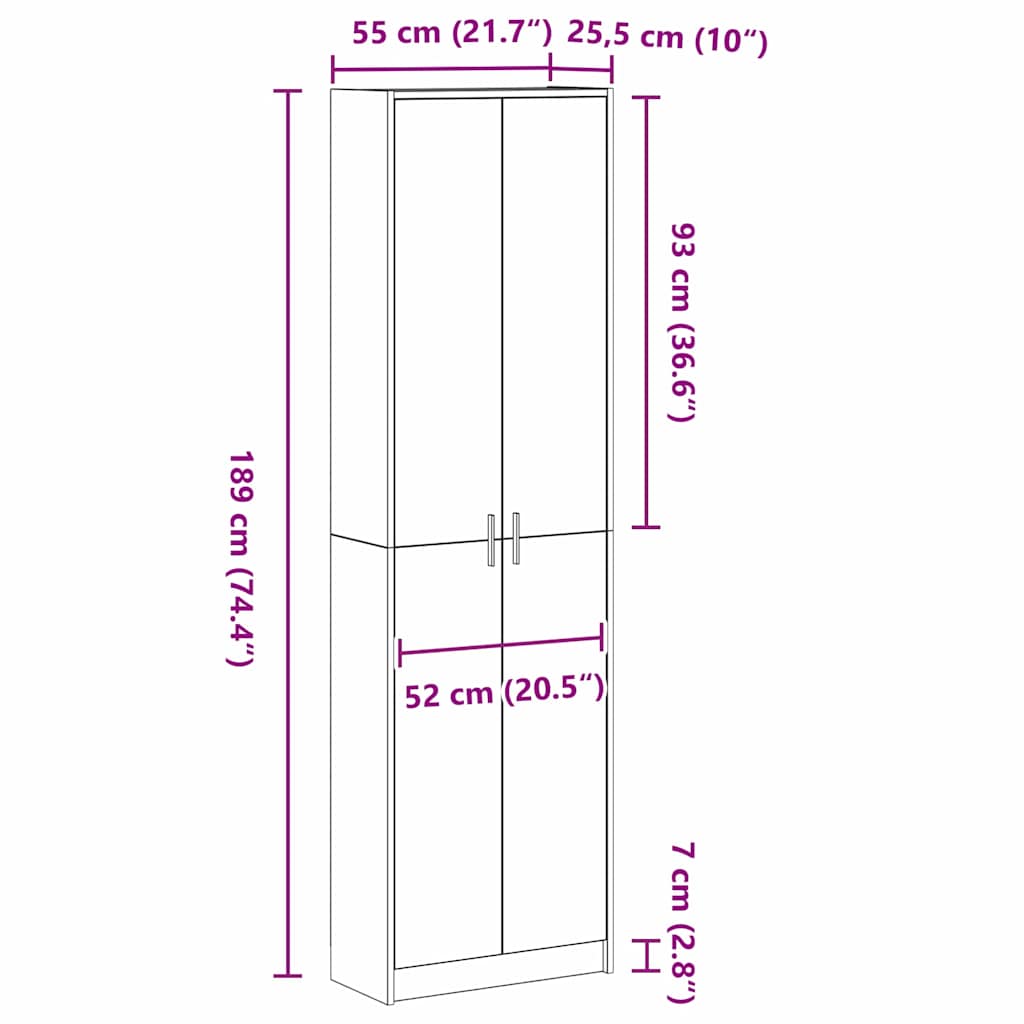 Wardrobe Smoked oak 55x25x189 cm Particle board