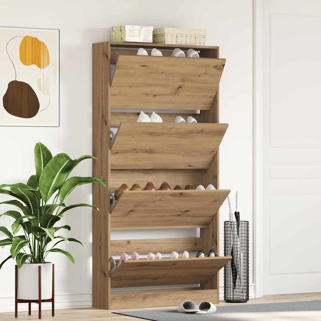 Shoe Cabinet Artisan Oak 80 x 21 x 163.5 cm Engineered Wood