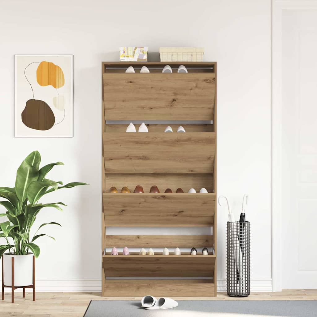 Shoe Cabinet Artisan Oak 80 x 21 x 163.5 cm Engineered Wood