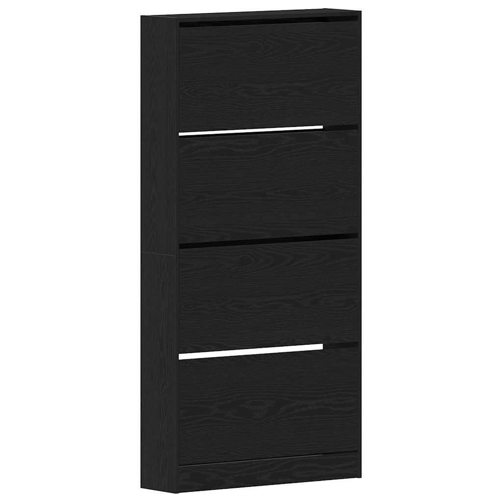 Shoe cabinet black oak 80 x 21 x 163.5 cm Engineered wood