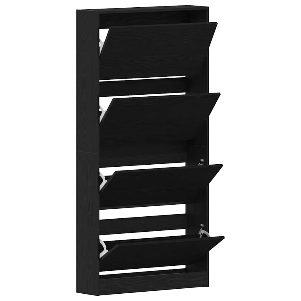 Shoe cabinet black oak 80 x 21 x 163.5 cm Engineered wood