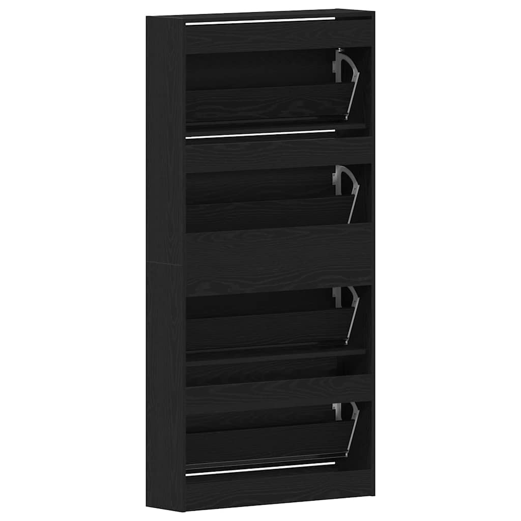 Shoe cabinet black oak 80 x 21 x 163.5 cm Engineered wood
