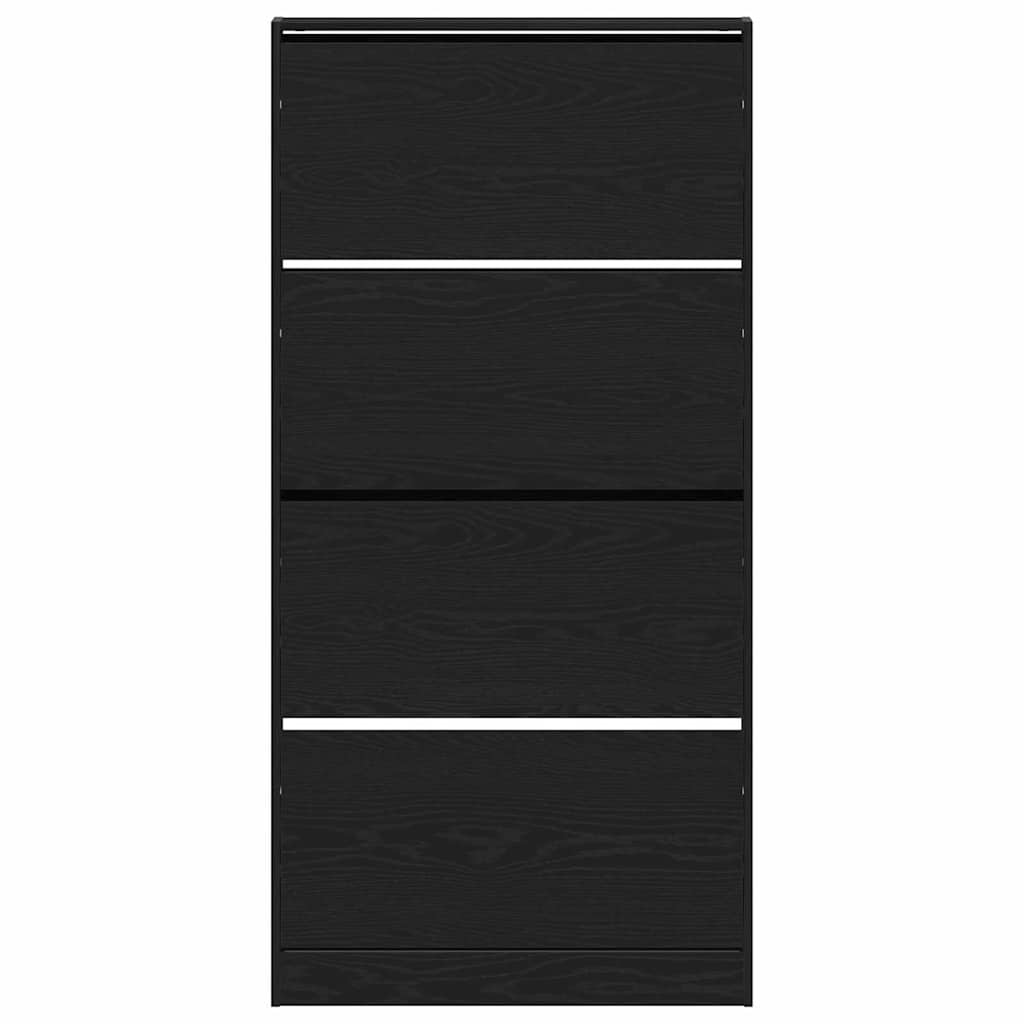 Shoe cabinet black oak 80 x 21 x 163.5 cm Engineered wood