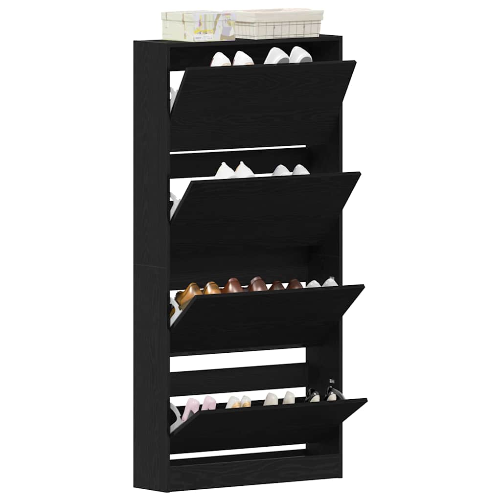 Shoe cabinet black oak 80 x 21 x 163.5 cm Engineered wood