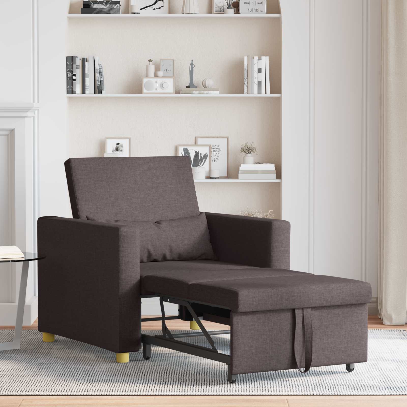 Single Sofa Bed Dark brown 90 x 165 x 87 cm fabric