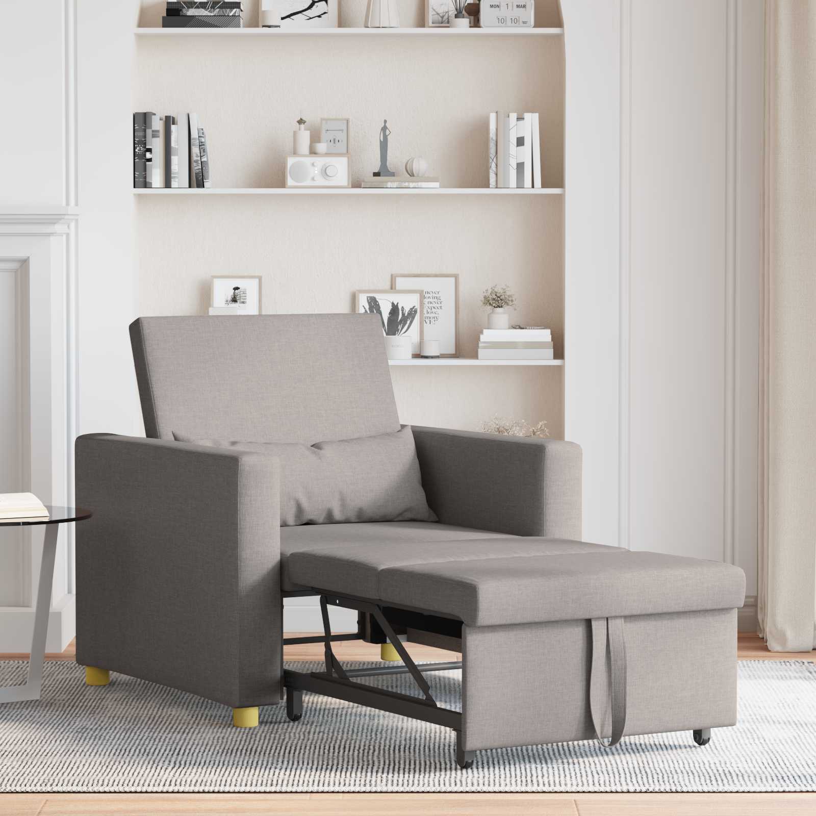 Vienvietis sofų lova su ratais Taupe 90 x 165 x 87 cm audinys