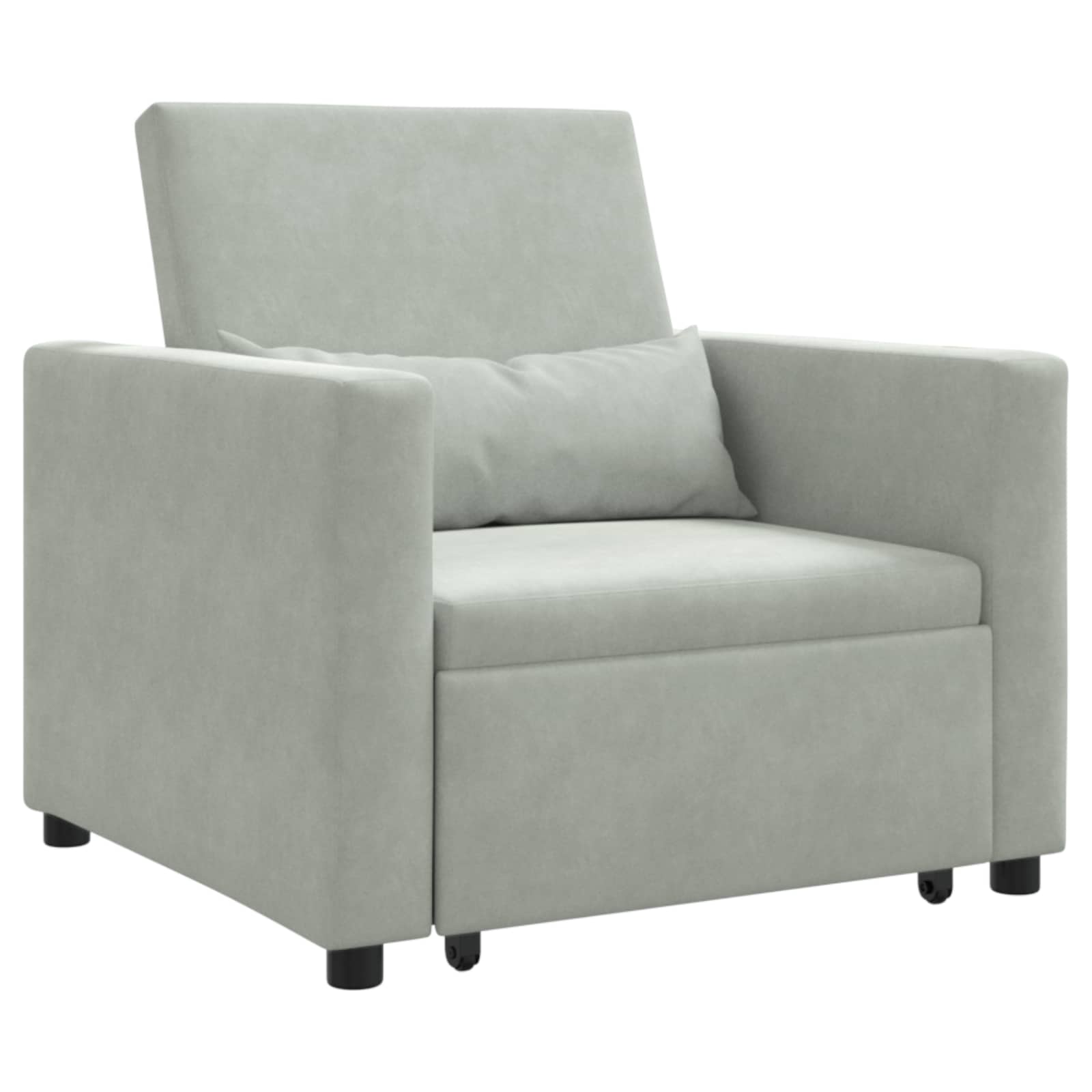 Ištraukiamas sofa-lova vienvietis Šviesiai pilka Aksomas