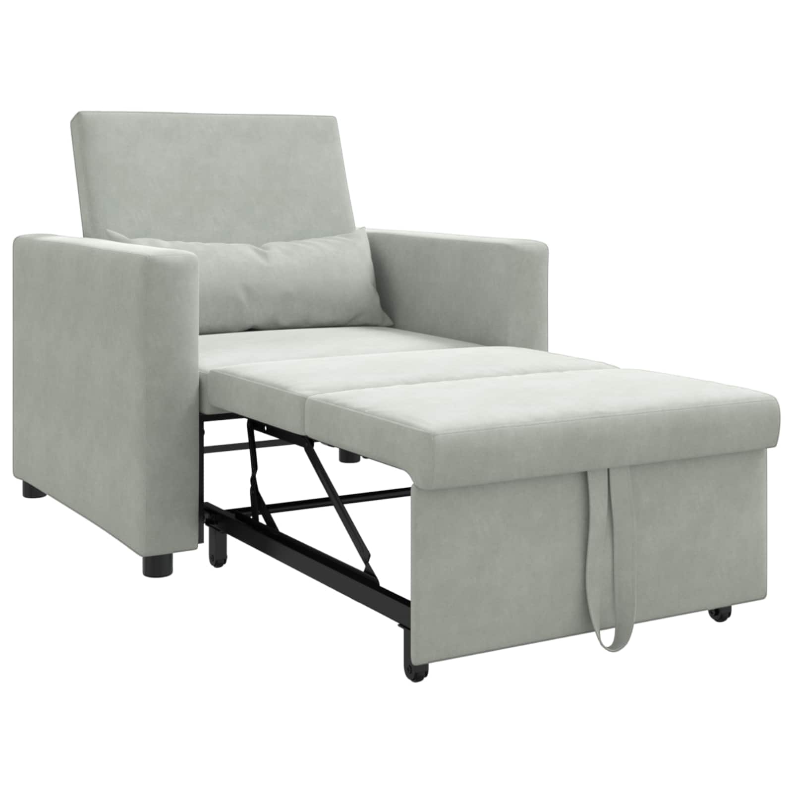 Ištraukiamas sofa-lova vienvietis Šviesiai pilka Aksomas