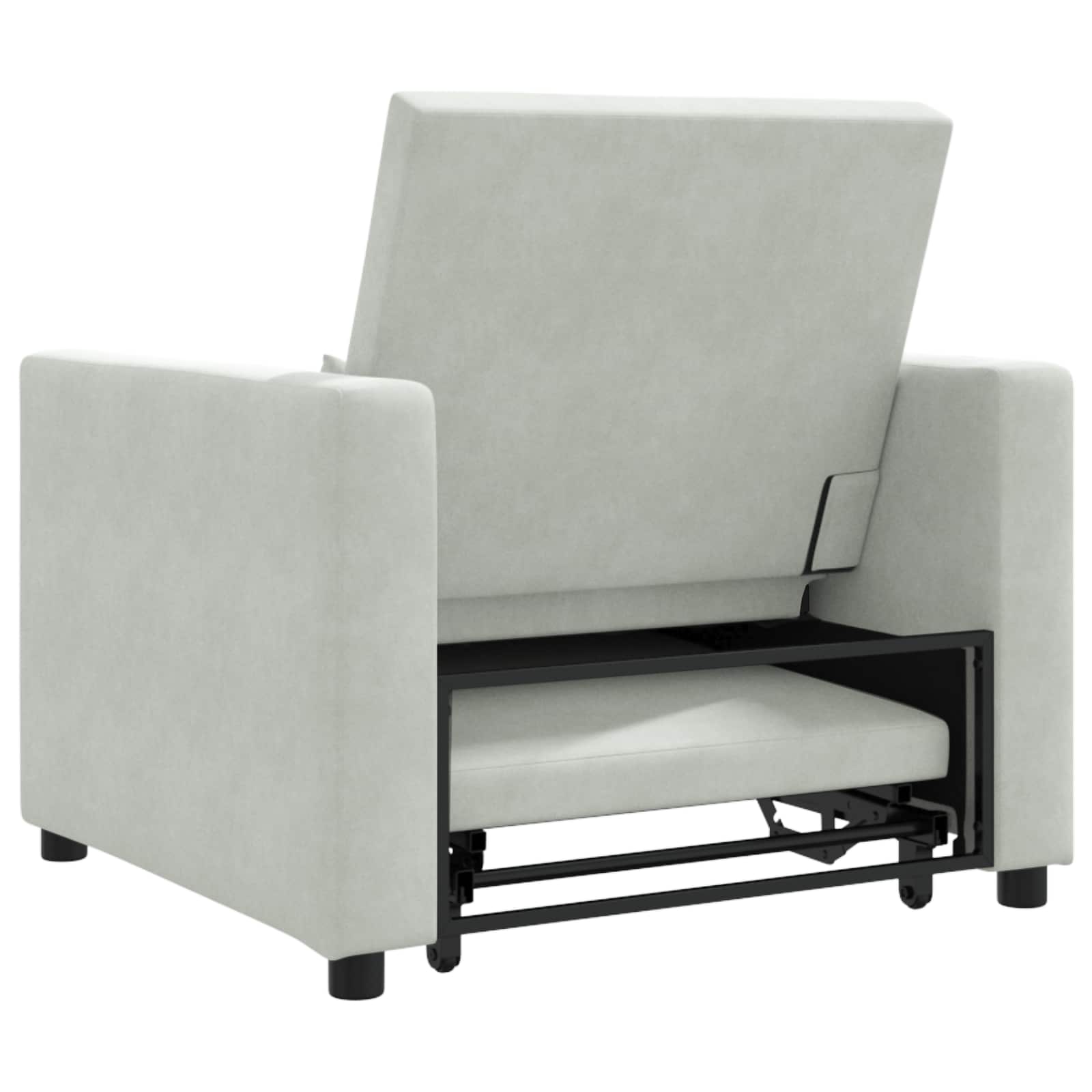 Ištraukiamas sofa-lova vienvietis Šviesiai pilka Aksomas