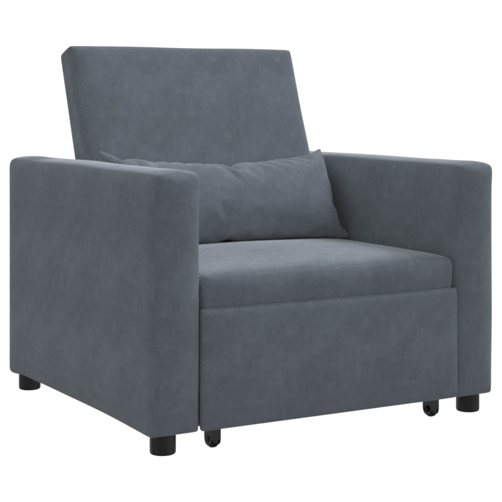 Ištraukiamas sofa-lova vienvietis Tamsiai pilka Aksomas
