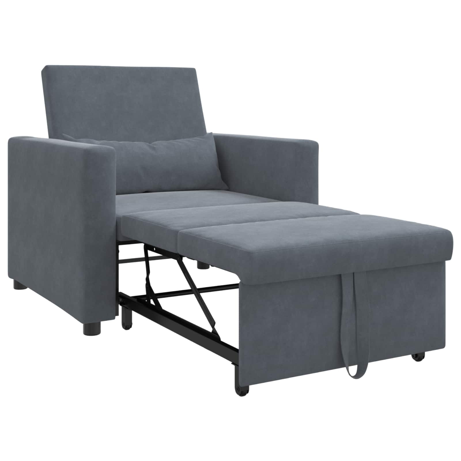 Ištraukiamas sofa-lova vienvietis Tamsiai pilka Aksomas