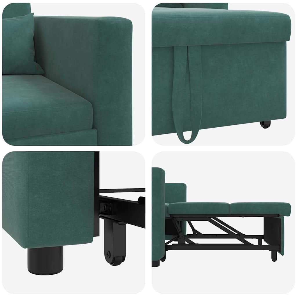 Ištraukiamas sofa-lova vienvietis Tamsiai žalia Aksomas