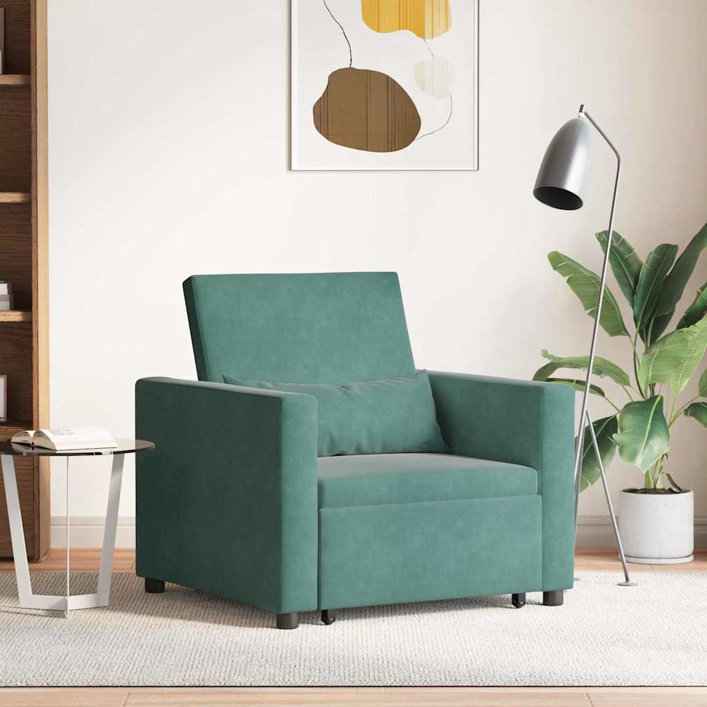 Ištraukiamas sofa-lova vienvietis Tamsiai žalia Aksomas
