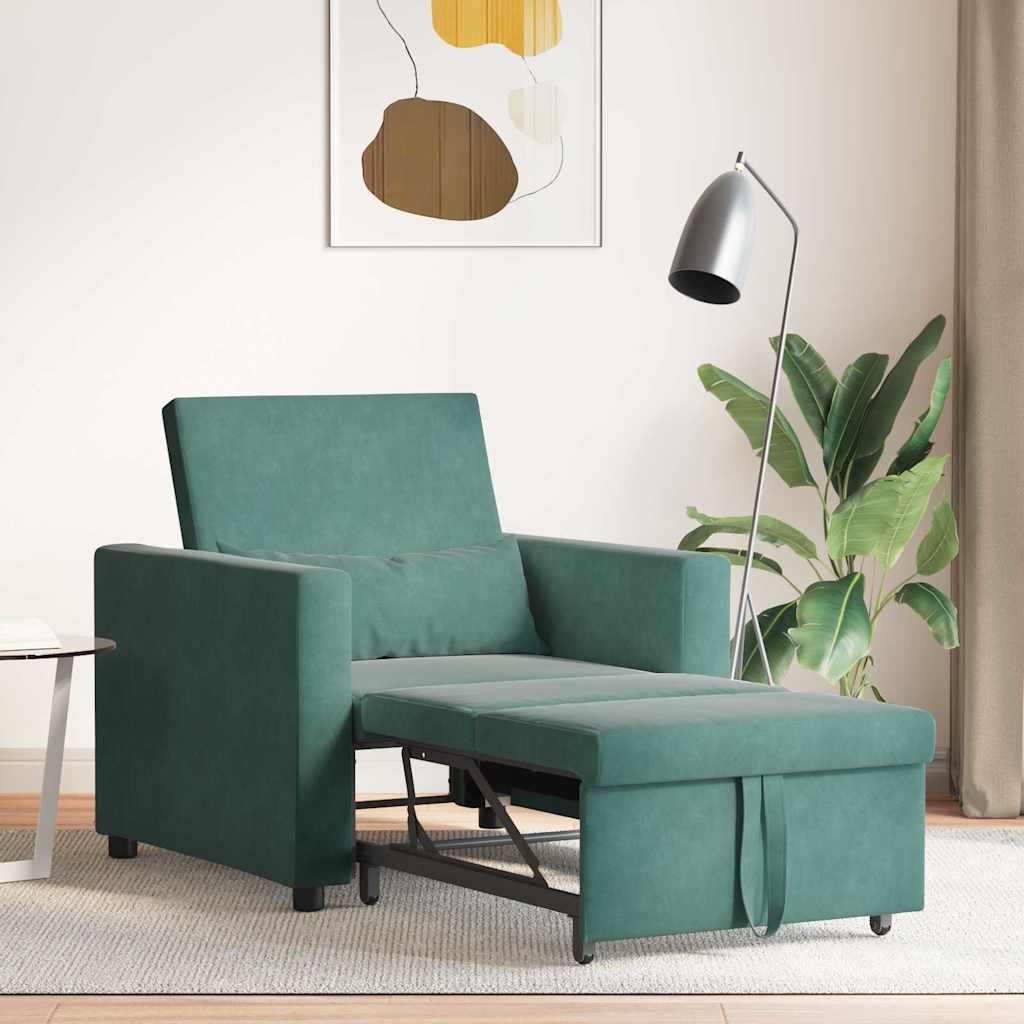 Ištraukiamas sofa-lova vienvietis Tamsiai žalia Aksomas