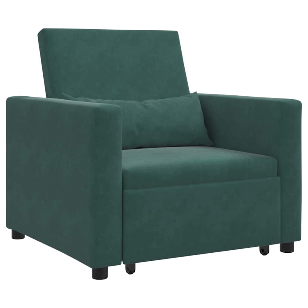 Ištraukiamas sofa-lova vienvietis Tamsiai žalia Aksomas