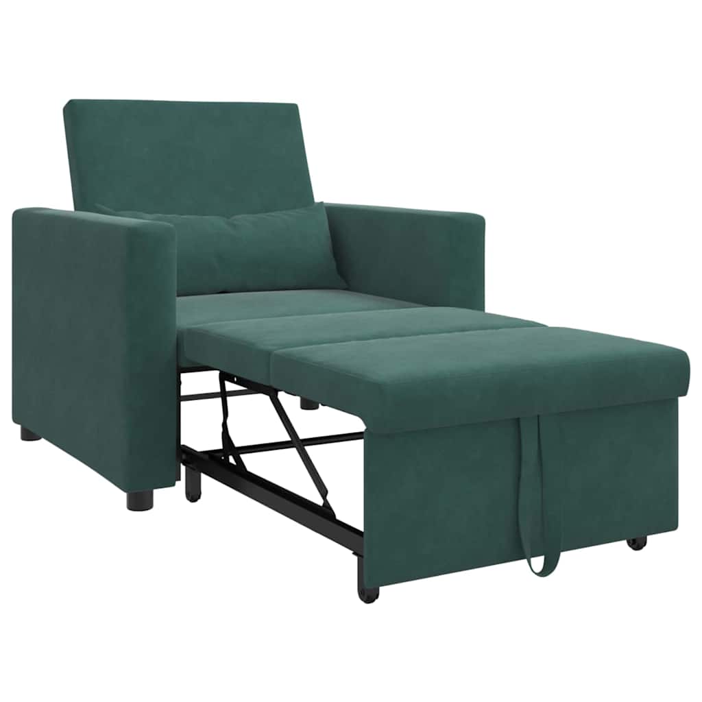 Ištraukiamas sofa-lova vienvietis Tamsiai žalia Aksomas