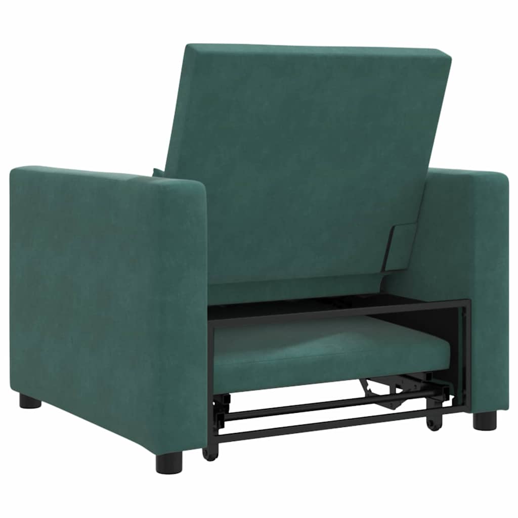 Ištraukiamas sofa-lova vienvietis Tamsiai žalia Aksomas