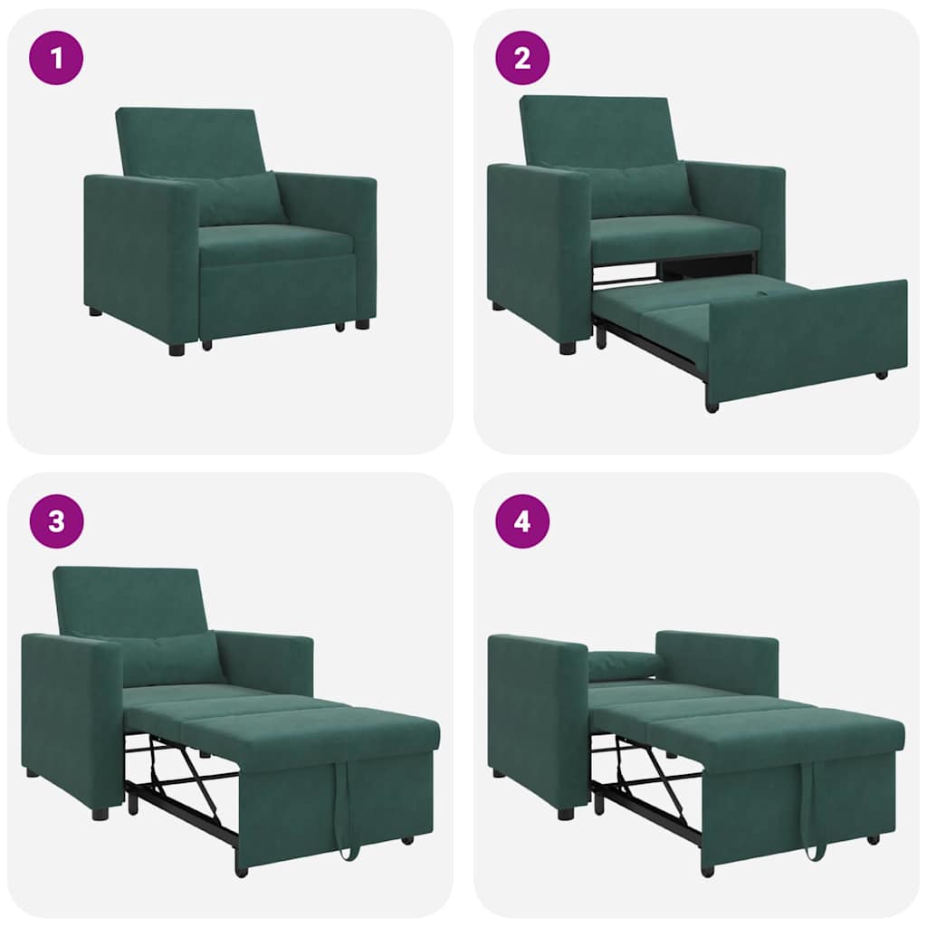 Ištraukiamas sofa-lova vienvietis Tamsiai žalia Aksomas