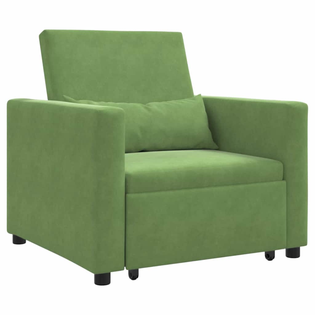 Ištraukiamas sofa-lova vienvietis Šviesiai žalia Aksomas