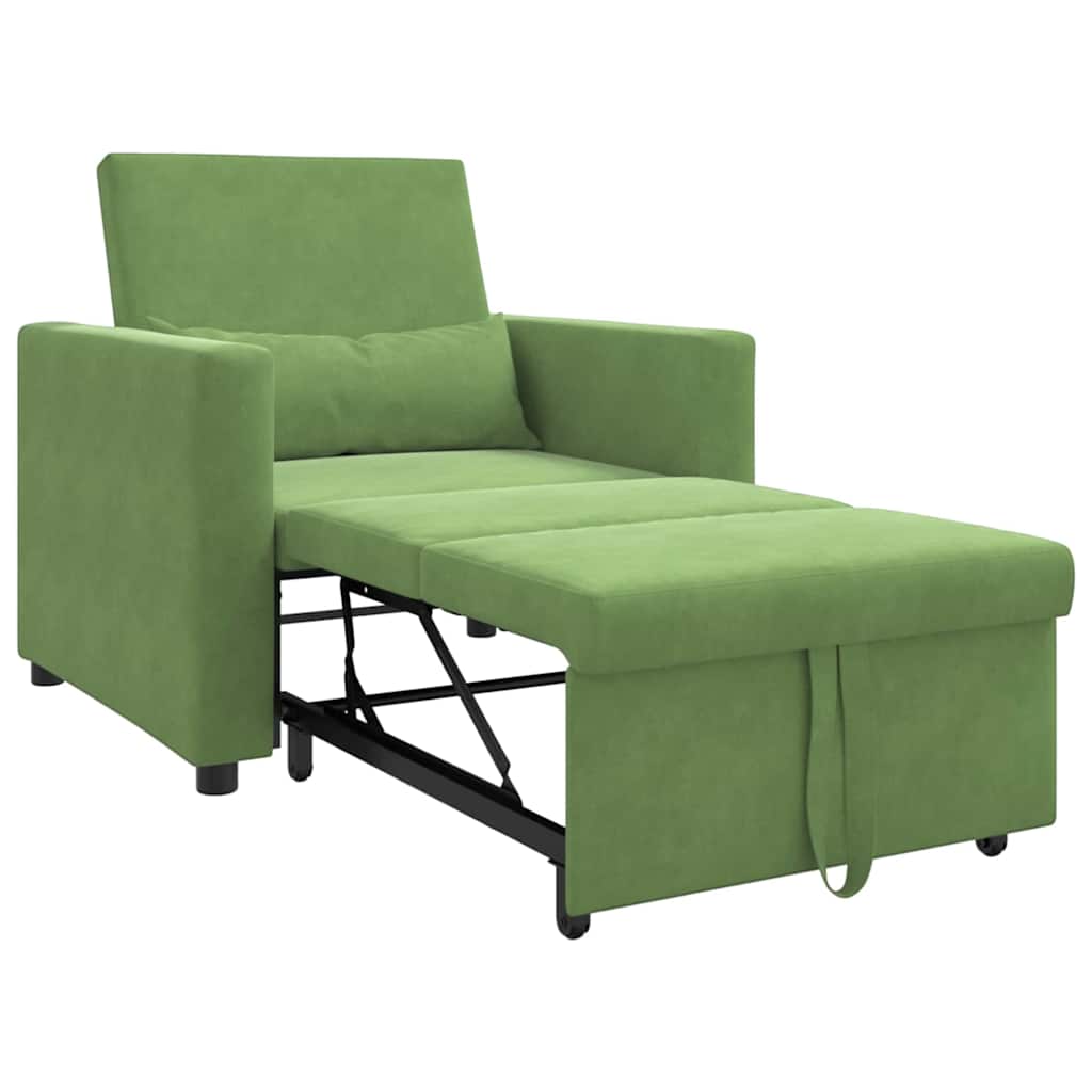 Ištraukiamas sofa-lova vienvietis Šviesiai žalia Aksomas