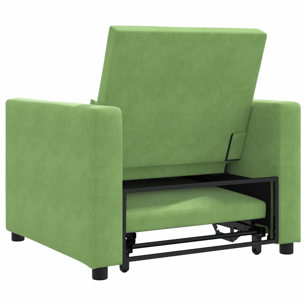 Ištraukiamas sofa-lova vienvietis Šviesiai žalia Aksomas