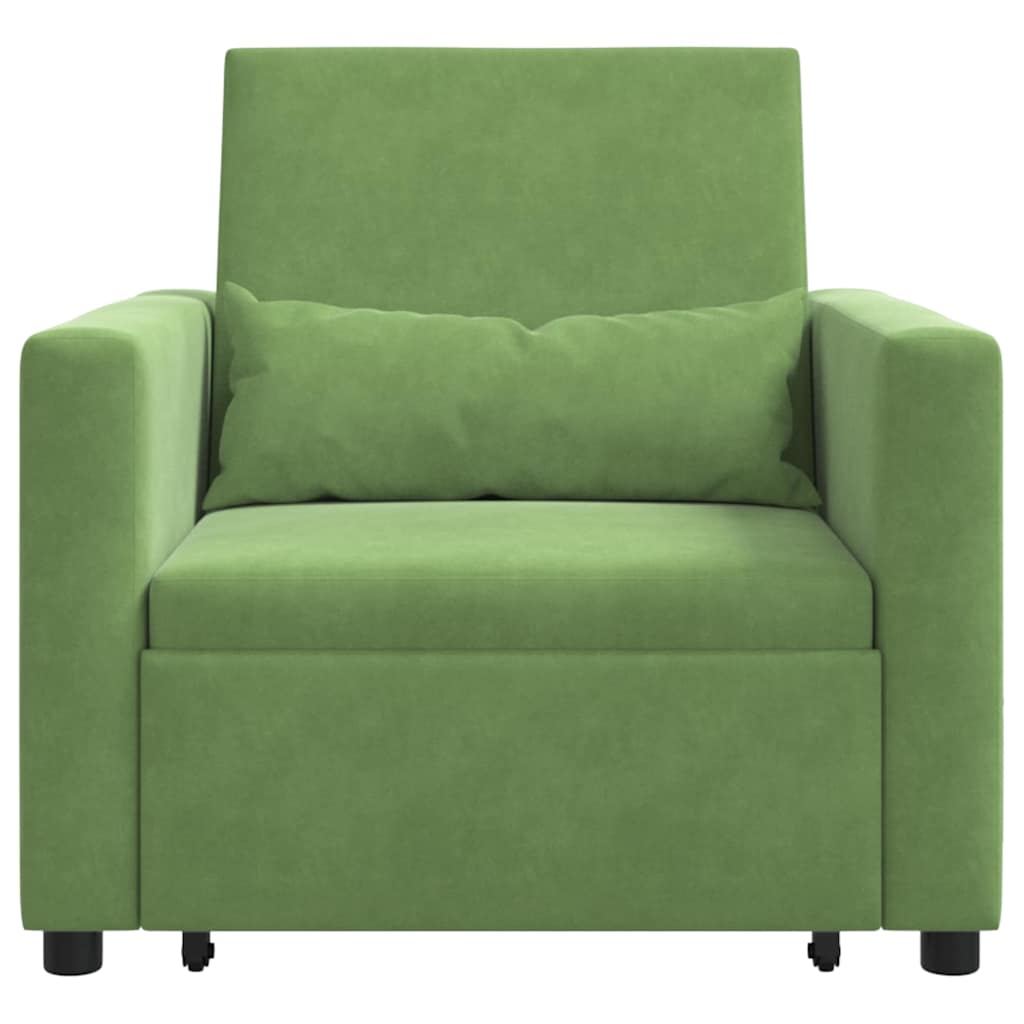 Ištraukiamas sofa-lova vienvietis Šviesiai žalia Aksomas