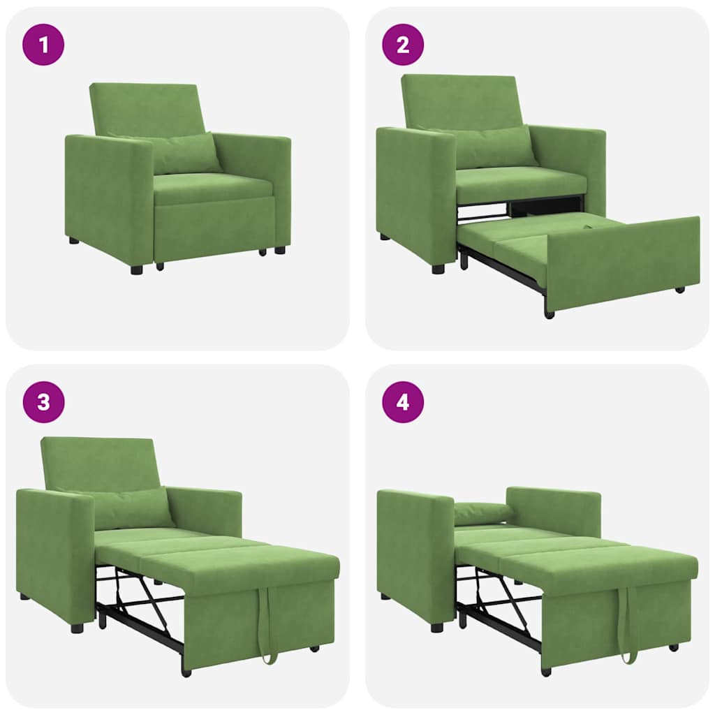 Ištraukiamas sofa-lova vienvietis Šviesiai žalia Aksomas