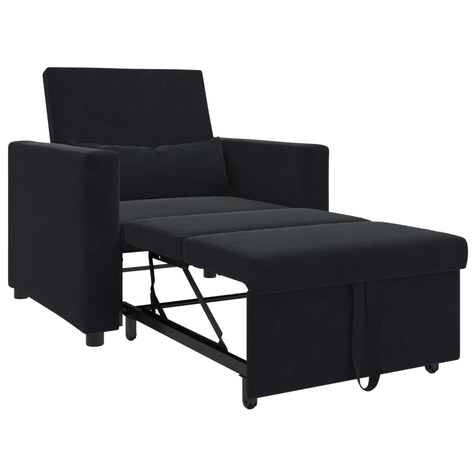 Ištraukiamas sofa-lova vienvietis su ratais Juoda Aksomas