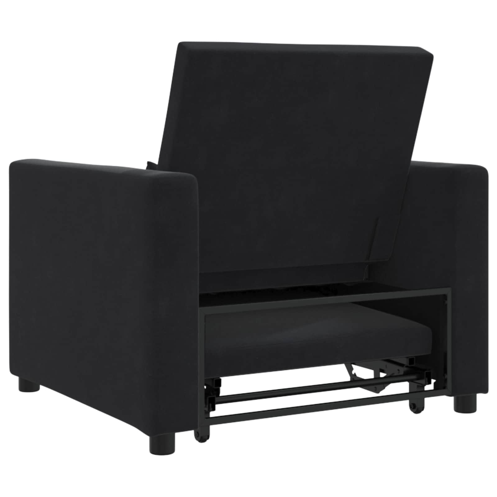 Ištraukiamas sofa-lova vienvietis su ratais Juoda Aksomas