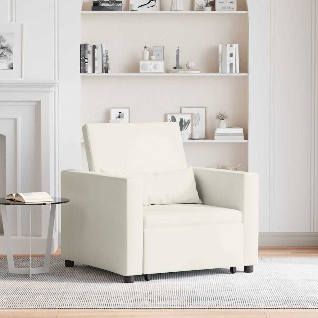 Ištraukiamas sofa-lova vienvietis su ratais Kreminė Aksomas
