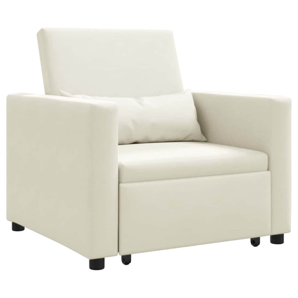 Ištraukiamas sofa-lova vienvietis su ratais Kreminė Aksomas