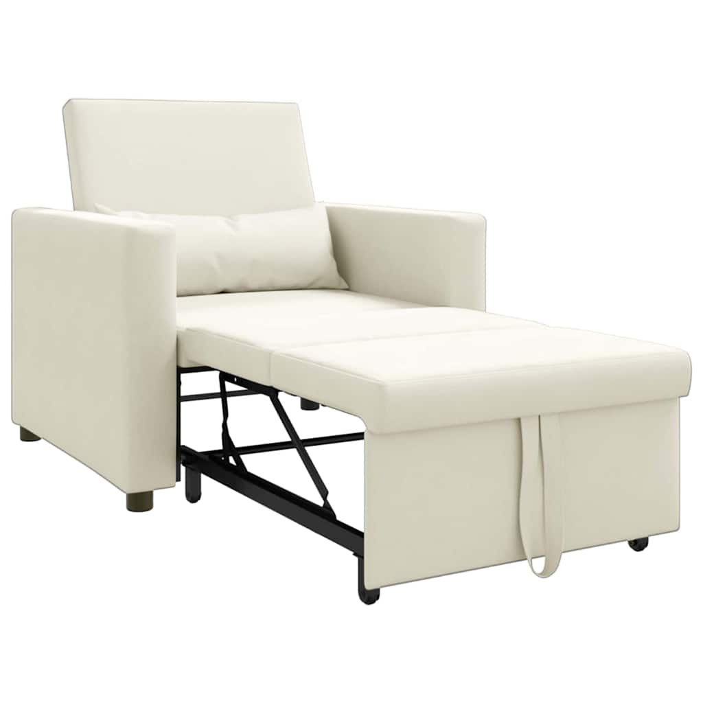 Ištraukiamas sofa-lova vienvietis su ratais Kreminė Aksomas