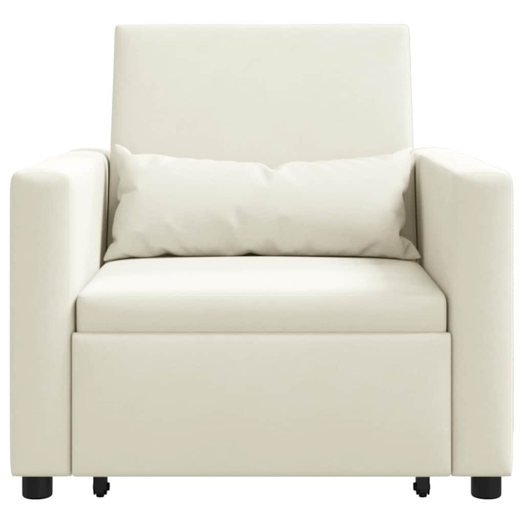 Ištraukiamas sofa-lova vienvietis su ratais Kreminė Aksomas