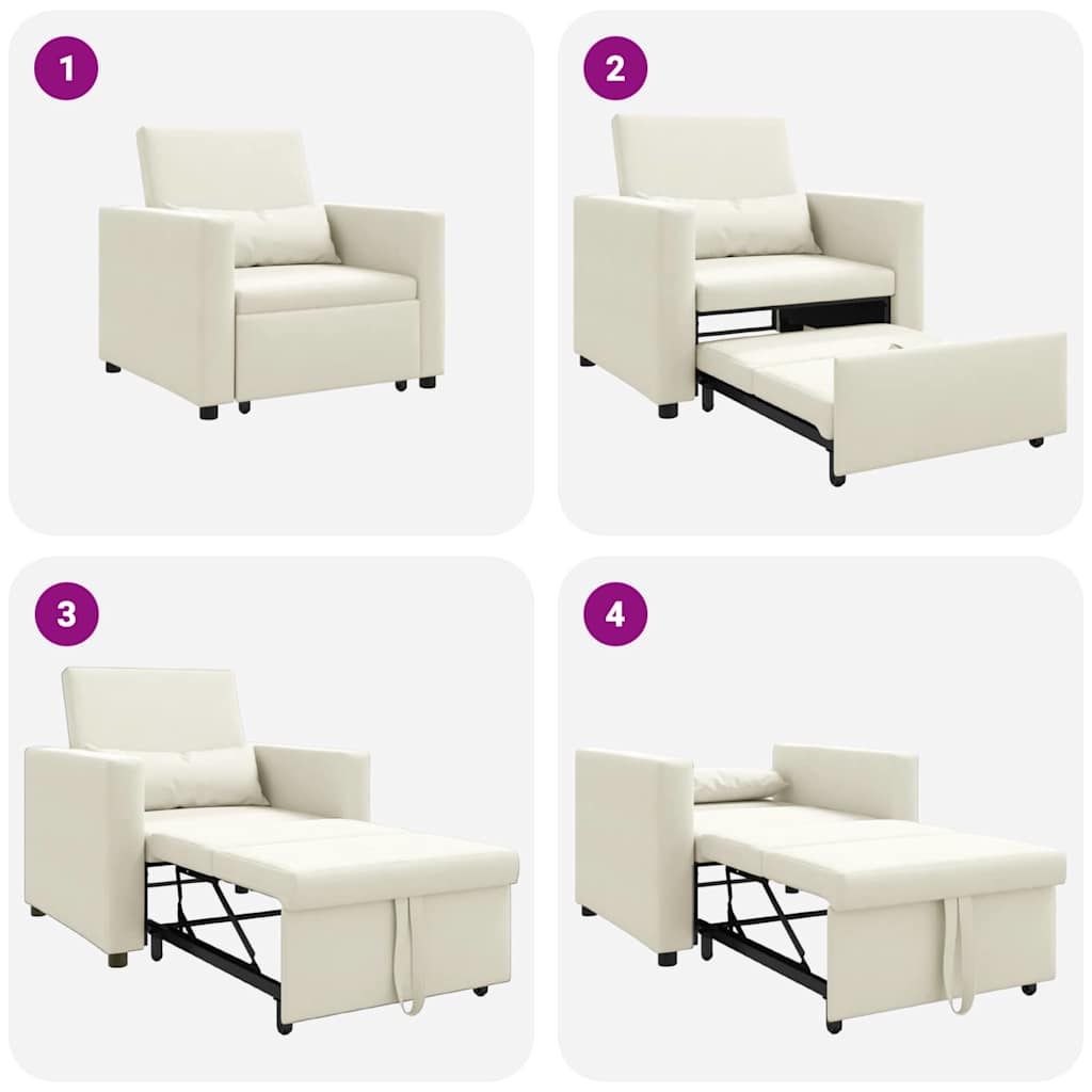 Ištraukiamas sofa-lova vienvietis su ratais Kreminė Aksomas