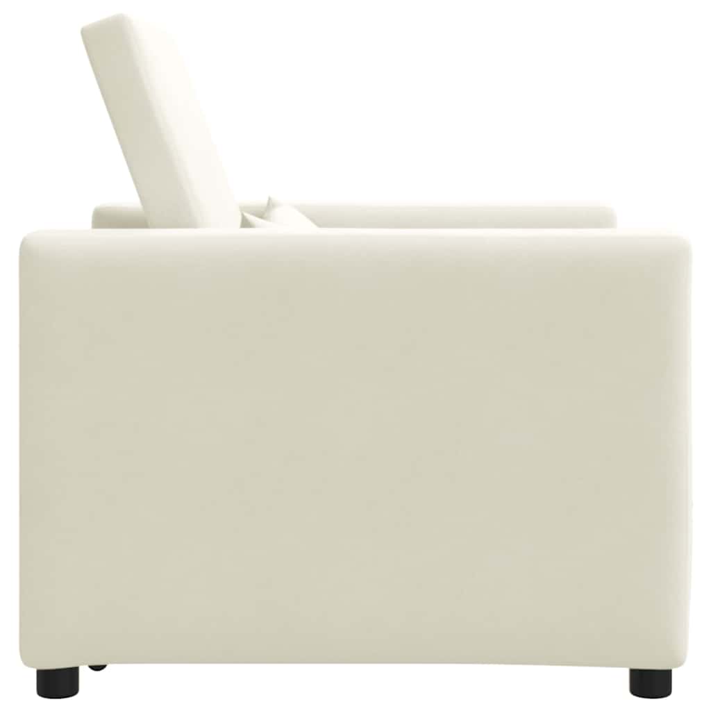 Ištraukiamas sofa-lova vienvietis su ratais Kreminė Aksomas