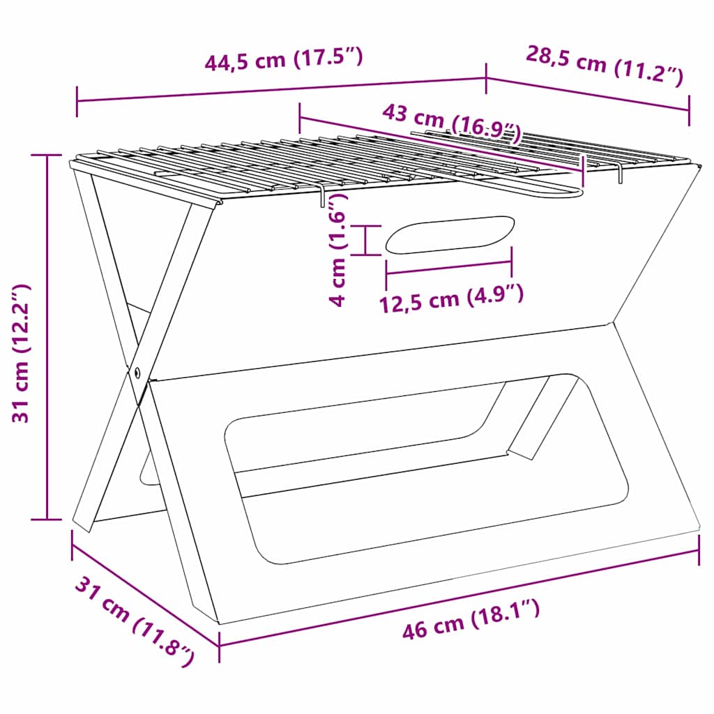 Lauko grilis Juoda 46 x 30 x 31 cm Plienas
