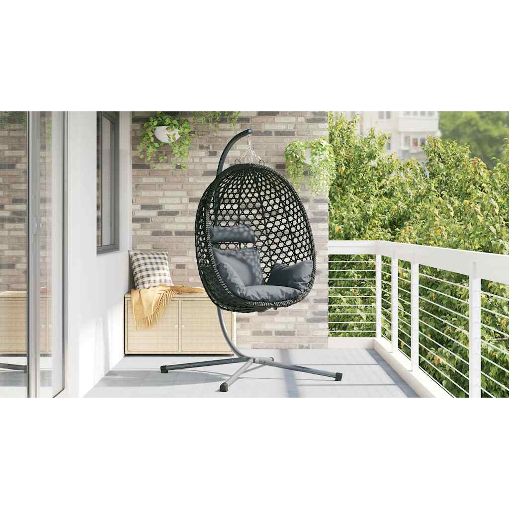 Kabantis kiaušinis antracito ir juoda 104 x 100 x 191 cm