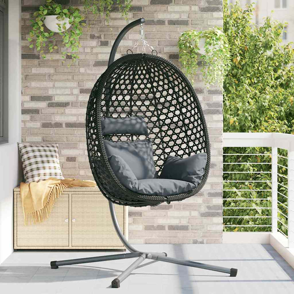 Kabantis kiaušinis antracito ir juoda 104 x 100 x 191 cm