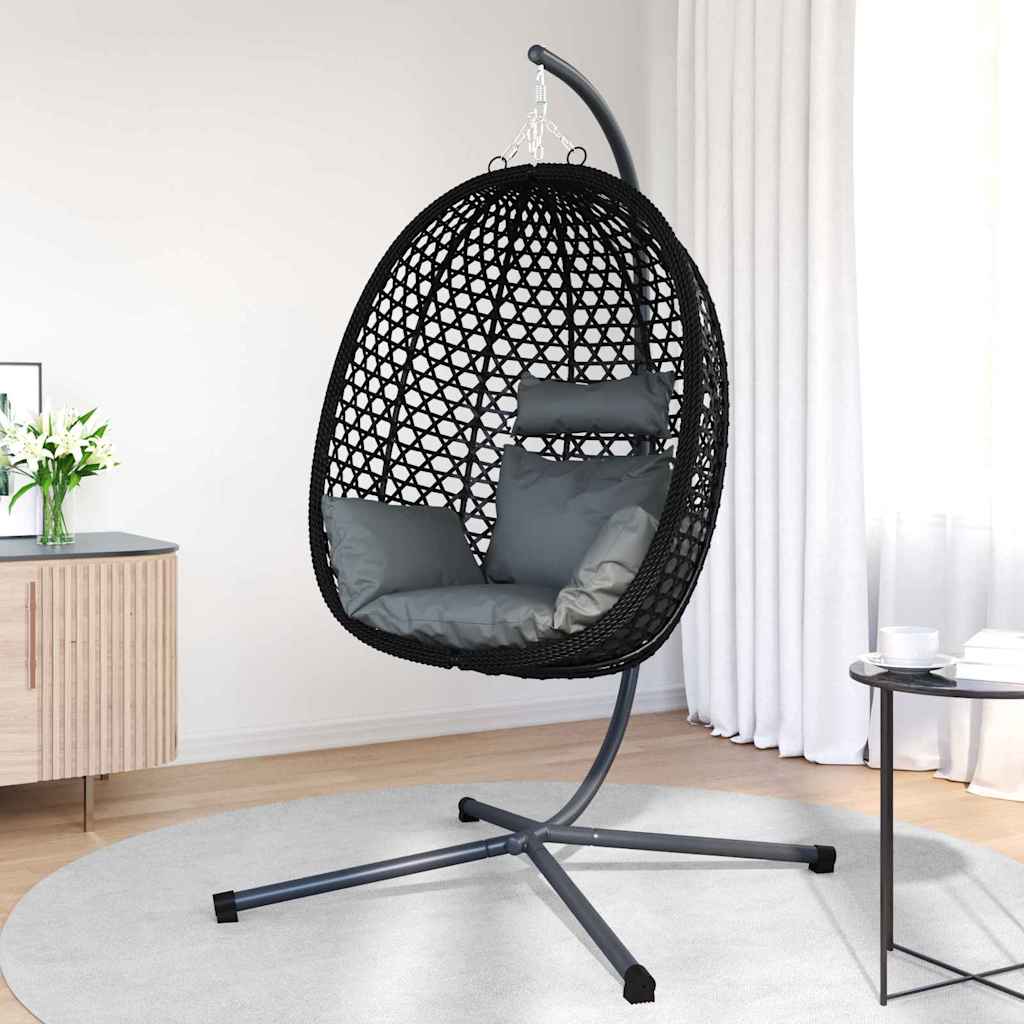 Kabantis kiaušinis antracito ir juoda 104 x 100 x 191 cm