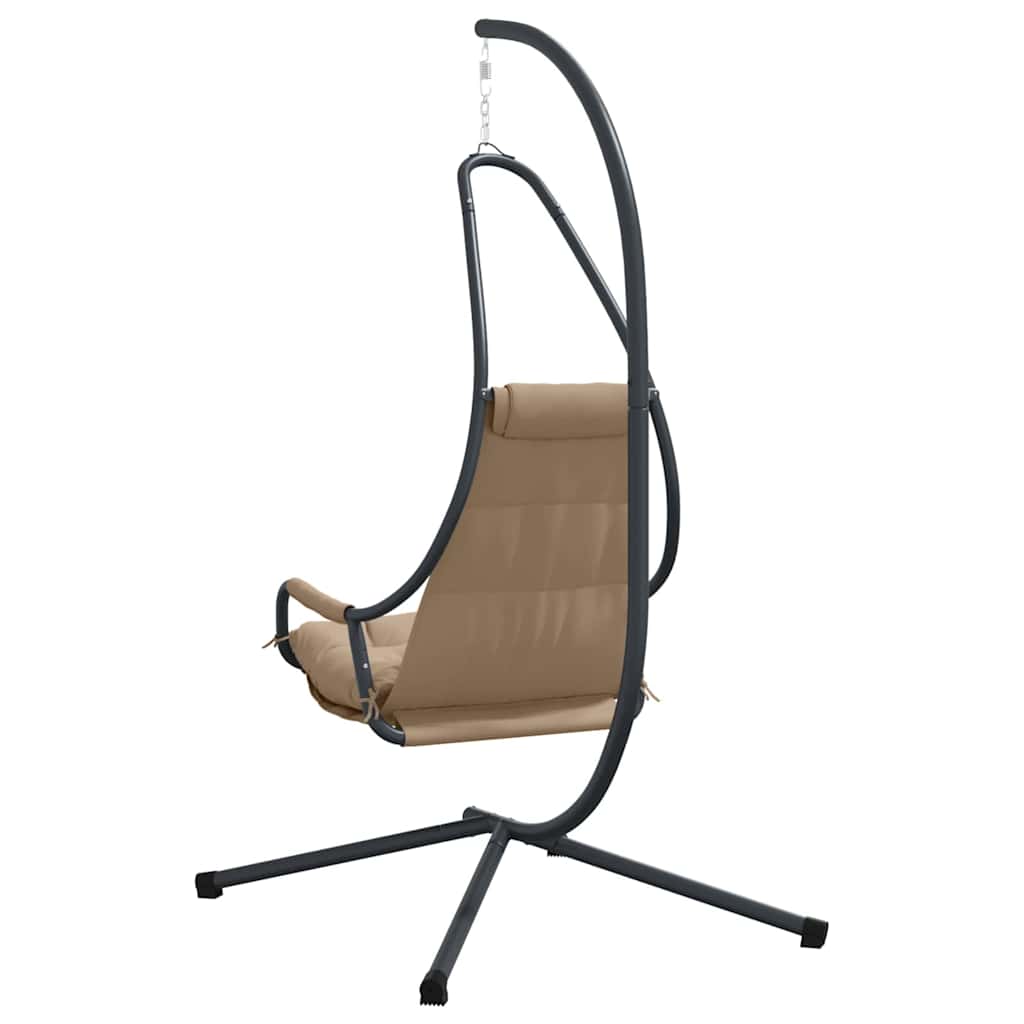 Taupe Steel Hanging Chair with Stand and Pillow