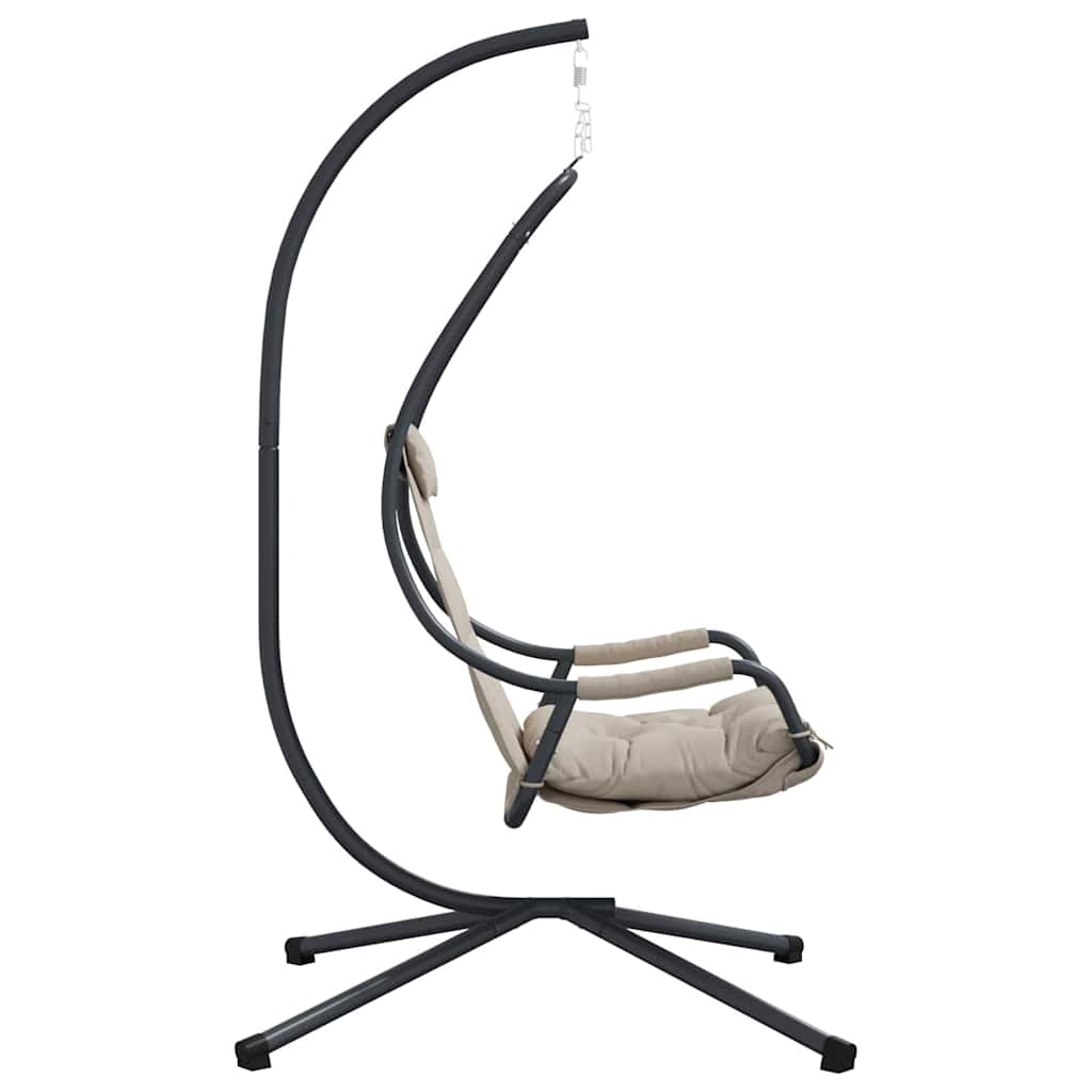Taupe Steel Hanging Chair with Stand and Pillow