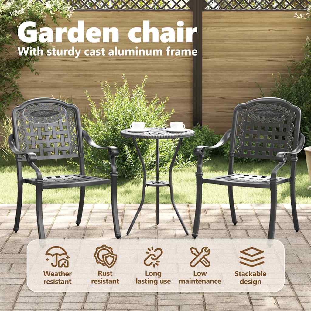 Sodo Kėdė 2 pcs Juoda 55 x 56.5 x 91cm Aliuminis