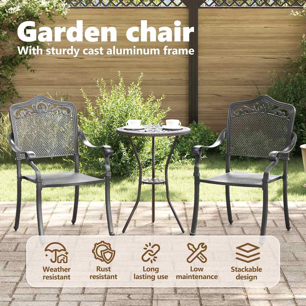 Sodo Kėdė 2 pcs Juoda 55 x 56.5 x 91cm Aliuminis