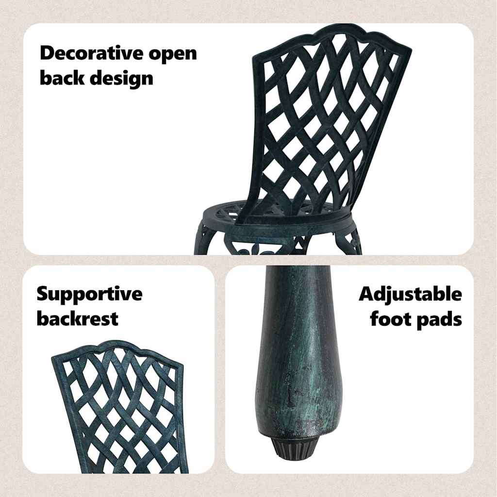 Sodo Kėdė su pagalve 2 pcs Žalia 55 x 56.5 x 91cm Aliuminis