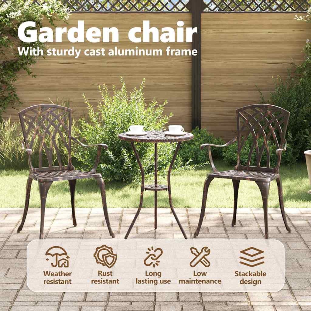 Garden Chair 2 pcs Bronze 55 x 56.5 x 91cm Aluminium