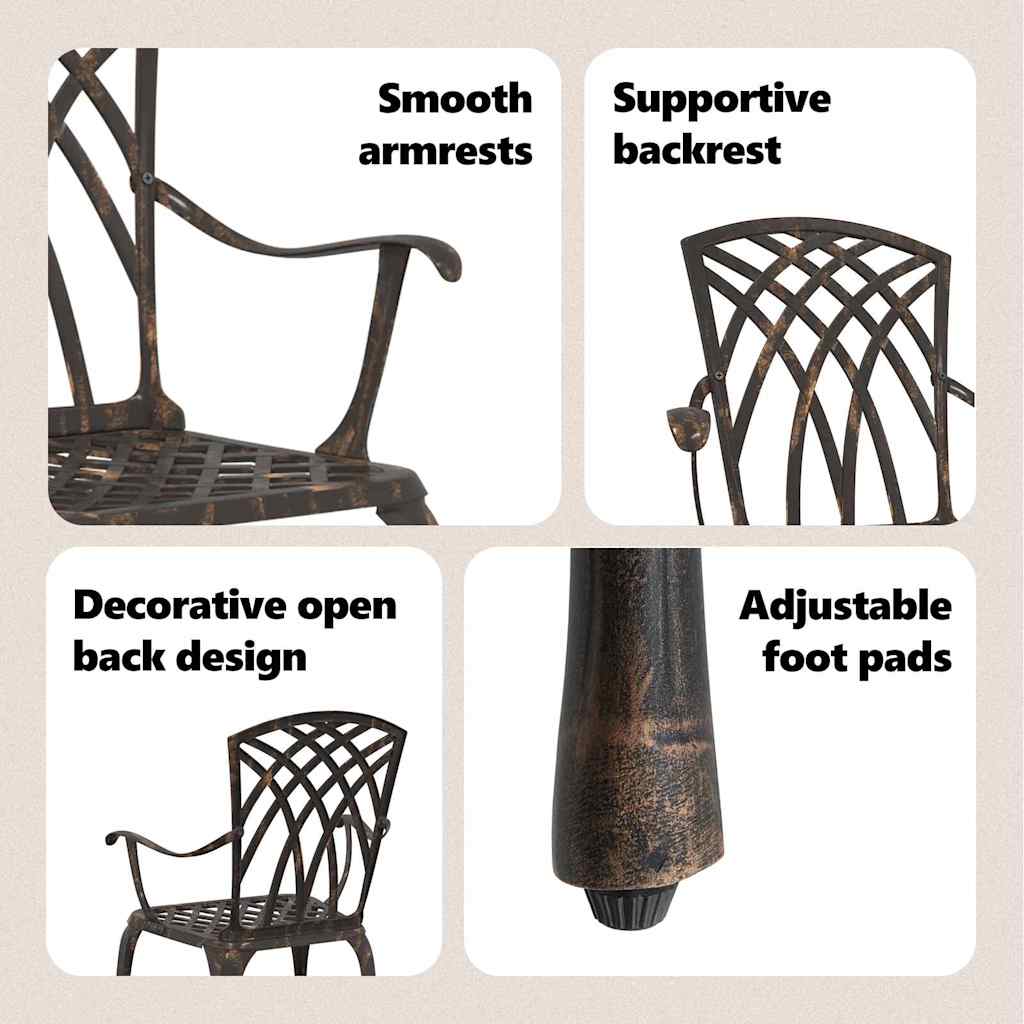 Garden Chair 2 pcs Bronze 55 x 56.5 x 91cm Aluminium