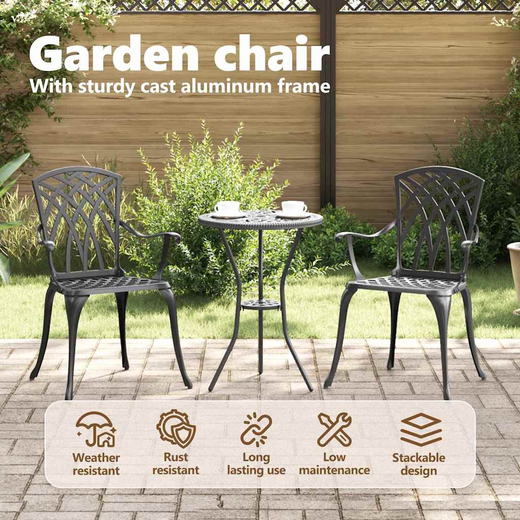 Garden Chairs 2 pcs Black 55 x 56.5 x 91cm Aluminum
